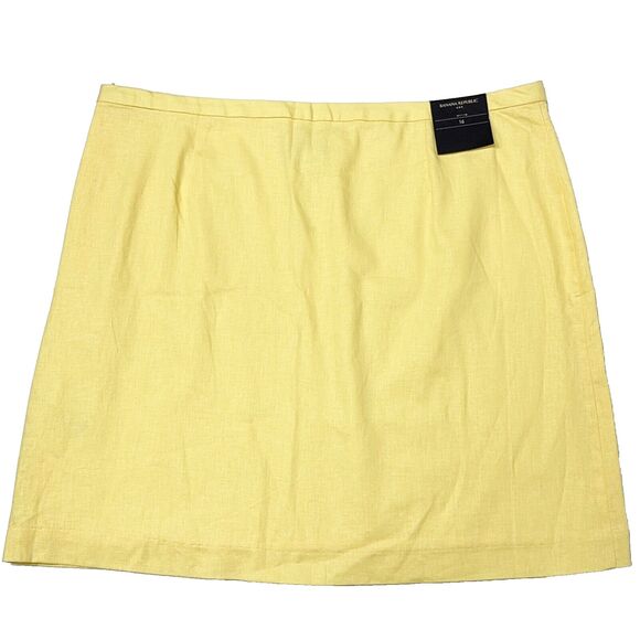 NWT $70 Banana Republic Yellow Linen Blend Mini Skirt Women’s Size 16 (A4) - Picture 2 of 11